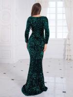 Vestido de Fiesta de Sirena Negro con Lentejuelas Elásticas Azules Realistas - details 7