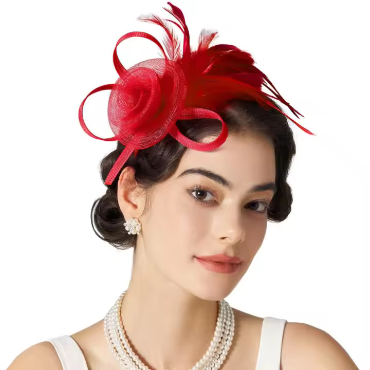 Vestido Formal, diadema de malla con plumas, tocado Retro de lujo, tocado exquisito puesta en escena - 1