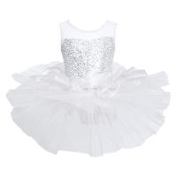 Vestido de baile de Ballet para niñas, sin mangas, lentejuelas brillantes, leotardo de malla, tutú, Ropa de baile, gimnasia, patinaje, disfraz de escenario actuación - details 26