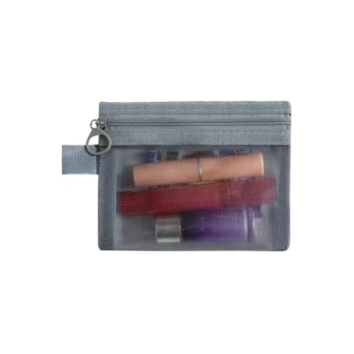 Bolsa de cosméticos de malla de gran capacidad, bolsa cuadrada con cremallera, bolsa de almacenamiento, estuches para lápices, estuches de cosméticos transparentes para exteriores - 1