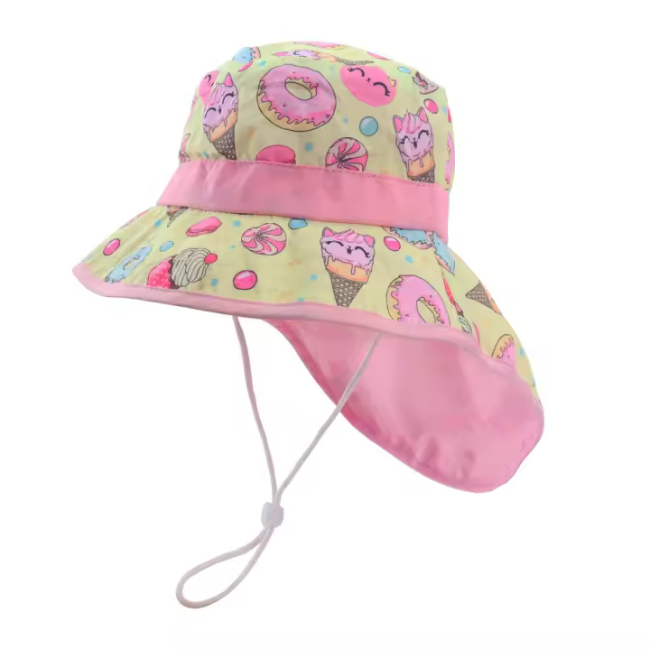 Gorro de Protección UV para Niños con Diseño de Dibujos Animados Ideal para Playa y Verano en Panamá Gorro de Sombrero Ancho para Niños y Niñas - 1