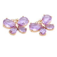 Colgantes de Mariposa de Vidrio de Zirconia de Brasso Dorado 18K Collar Aretes de Alta Calidad Accesorios de Joyería DIY - details 0