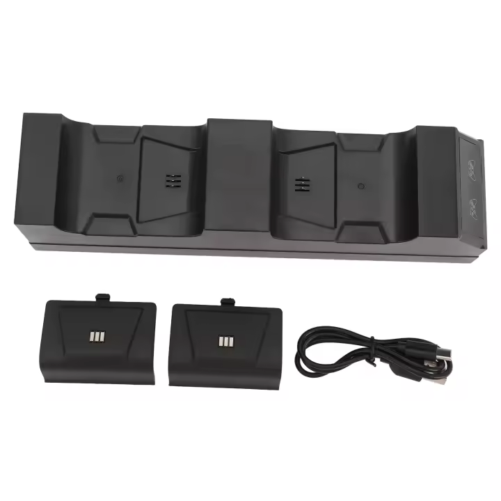 Estación de carga de controlador dual, base de carga del controlador de protección de sobrecarga con batería de 2 uds. De 1000mAh - 1