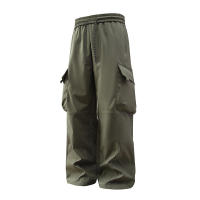 Pantalones informales de movimiento para hombre, pantalón Cargo transpirable, a la moda urbana, holgados, lisos, de pierna ancha, rectos, para primavera y otoño - details 1