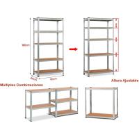 2 Estanterías Metálicas Galvanizadas |   875Kg 5 Baldas |   Medidas 180 x 90 x 40cm - details 1