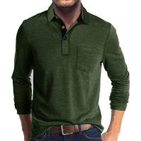 Camiseta Polo Básica de Manga Larga con Solapa para Hombre - details 36