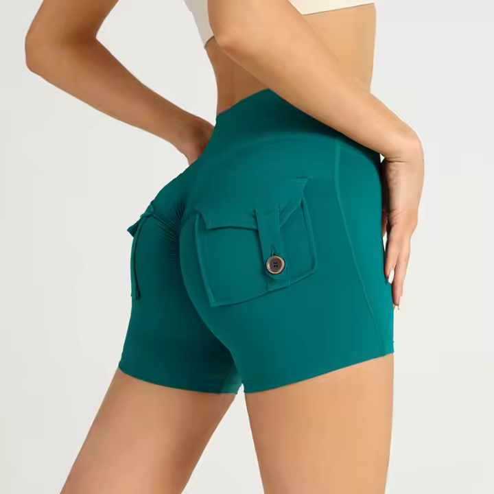 ZHUMU GYM Pantalones Cortos de Yoga de Cintura Alta Secado Rápido, Transpirables, Adecuados para Workout en Gimnasio, Ciclismo, Deportes al Aire Libre - 1