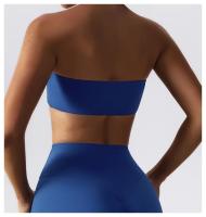 Sujetador deportivo para mujer en color piel anti-deslumbramiento con forro de nylon entretela de fitness ajustado manga larga secado rápido vestido de nylon - details 14
