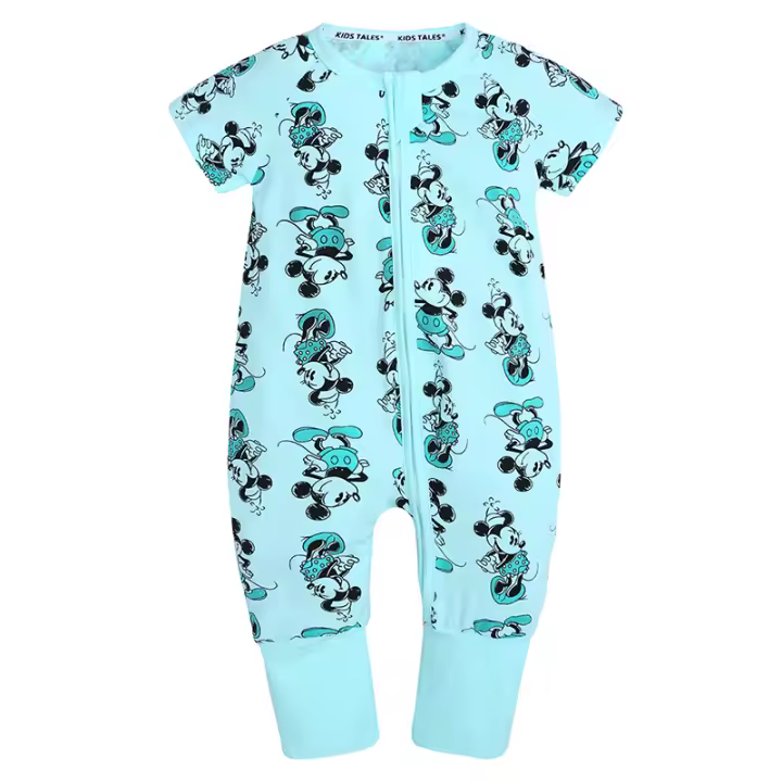 Pelele para Bebe recién Nacido, ropa con Cremallera a Rayas de Animales de Dibujos animados para Niña y Niño, mono de manga Corte para Niño Pequeño, novedad de 2025 - 1