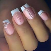 24 UDS blanco simple francés conjunto cabeza cuadrada falsa prensa corta en uñas - details 3