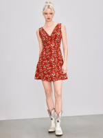 Vestido de mujer de cuello V con flores rotas, pequeño fresco y elegante vestido de temperamento - details 5