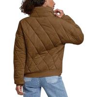 Chaqueta acolchada de manga larga para mujer, abrigo informal de primavera y otoño, Cuello de pie, con bolsillos - details 19