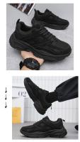 Puro negro zapatos de los hombres primavera 2025 nuevo trabajo trabajo seguro laboral zapatos antideslizantes y resistentes al desgaste de los hombres correr deportes papá zapatos suela gruesa - details 3