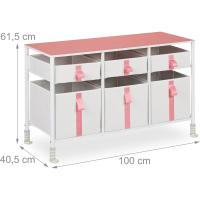 Caja de Juguetes para Niños Cómoda de 6 Cajones Material de Poliéster Blanco y Rosa - details 2