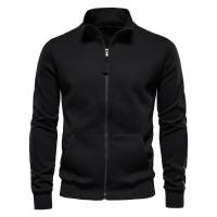 Primavera otoño cuello vertical cremallera manga larga sudadera versátil hombre deportivo color casual cardigan - details 3