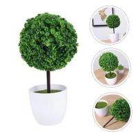 Plantas artificiales en maceta, bonsái verde, bola de nieve Sakura, plantas de árbol pequeño, flores falsas, adornos en maceta, decoración del jardín del hogar - details 2
