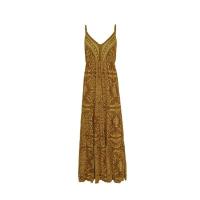 Vestido ral estampado con cuello en V y cintura alta, largo, con tirantes, estilo bohemio, para mujer - details 13