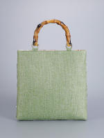 Bolso tote vintage para mujer con bordado de lentejuelas y asas de bambú - details 1