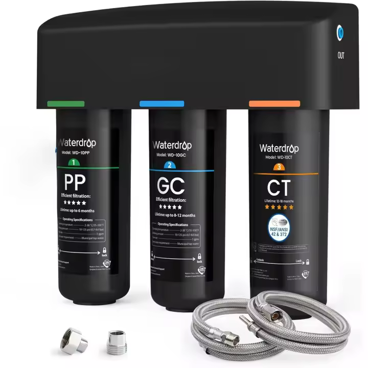 Waterdrop TSA Sistema de Filtro de Agua para Debajo del Fregadero, 3 Etapas Sistema de Filtrado de Agua, Certificado NSF/ANSI 42, Reduce el Fluoruros, el Plomo, el Cloro, el Mal Sabor - 1