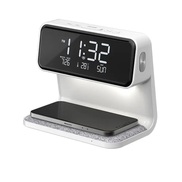 Cargador inalámbrico de 15W Lámpara de cabecera Reloj digital, reloj despertador de tres velocidades de atenuación cálida luz de la noche Calendario inteligente atmosférico Lámpara de mesa Regalo para cumpleaños / Navidad / Familia / Amigos - 1