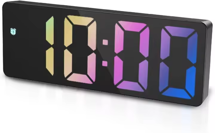 Reloj despertador digital, reloj electrónico de escritorio con pantalla de temperatura, brillo ajustable, control de voz, 12/24H - 1