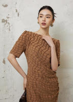 BGTEEVER-vestido ajustado a cuadros para mujer, prenda elegante de manga corta, ceñido a la cadera, con cuello oblicuo, para primavera y verano - details 21