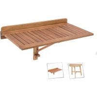 Mesa de Pared Plegable de Acacia Madera Natural 45x47x80 cm Ideal para Balcón, Terraza, Jardín - details 0