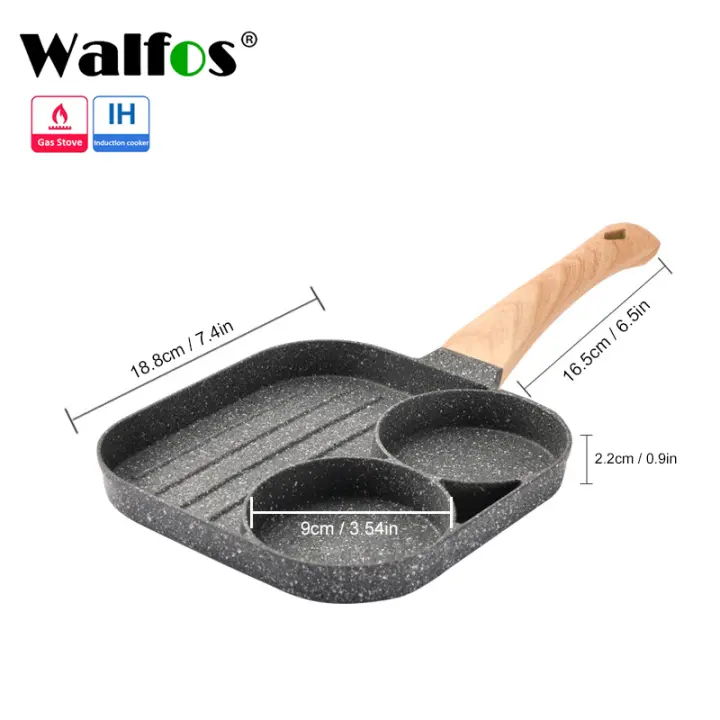 Walfos 2/4 Hole Non-Stick Frying Pan Thickened Omelet Pans Egg Burger Pancake Pot Ham Steak Pots Breakfast Maker Cookware - 1