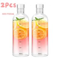 Botella de Agua de Vidrio de Gran Capacidad 1000ml Taza de Leche Transparente con Marcador de Tiempo Ideal para Regalar - details 0