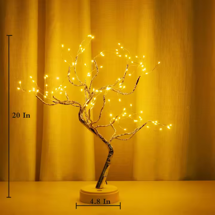 108LED Fairy Sparkly Tree Table Lamp Remote Control USB&3AA Powered DIY Bonsai Artificial Tree Light Bedroom Desktop Night Light - 1