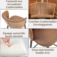 COSY Juego de 2 Taburete de Bar con Respaldo, Apoyabrazos y Reposapiés Sillas Tapizados de Gamuza Vintage Industrial Asiento de 72 cm de Altura para Cocina, Bar, Comedor, Marrón - details 6