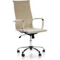 Blanco, Piel sintética, Silla ejecutiva con reposacabezas y conjín engrosados, Altura Ajustable, Diseño ergonómico - details 3