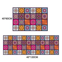 Alfombrilla de Mandala de estilo bohemio, alfombra antideslizante a cuadros suaves, Floral, rectangular, para cocina y sala de estar - details 4