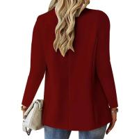 Camisa de traje de primavera para mujer, camisa de manga larga de color liso, elegante y de moda, para damas de oficina, ligera y fina. - details 7