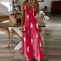 Vestido Maxi de Plumas Elegante Cómodo con Cuello en V Cuidado Fácil Moda para Mujeres - details 3