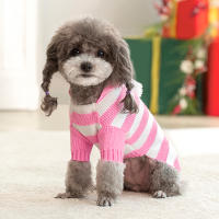 Suéter de punto a rayas para perros y gatos pequeños y medianos, ropa con capucha para mascotas, trajes para cachorros de Navidad, Otoño e Invierno - details 4