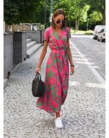 Vestido Floral Elegante con Escote en V Estampado Moderno, Transpirable, Perfecto para Trabajo y Ocasiones Casuales - details 10