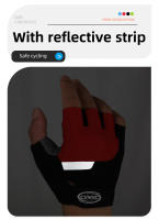 Guantes cortos antideslizantes para bicicleta, manoplas de Gel sin dedos con tira reflectante, deportes de verano, ciclismo - details 7