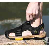 Casual Men Outdoor Sandals Summer Breathable Flat Sole Beach Shoes Comfort Soft Walking Hiking Sandals Athletic Male Shoes 2024 - details 18
