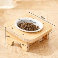 Cuenco de cerámica para gatos con soporte de madera, protege la columna Cervical, 1/2/3 cuencos, plato inclinado para gatos, alimentador elevado antideslizante desmontable para mascotas - details 1