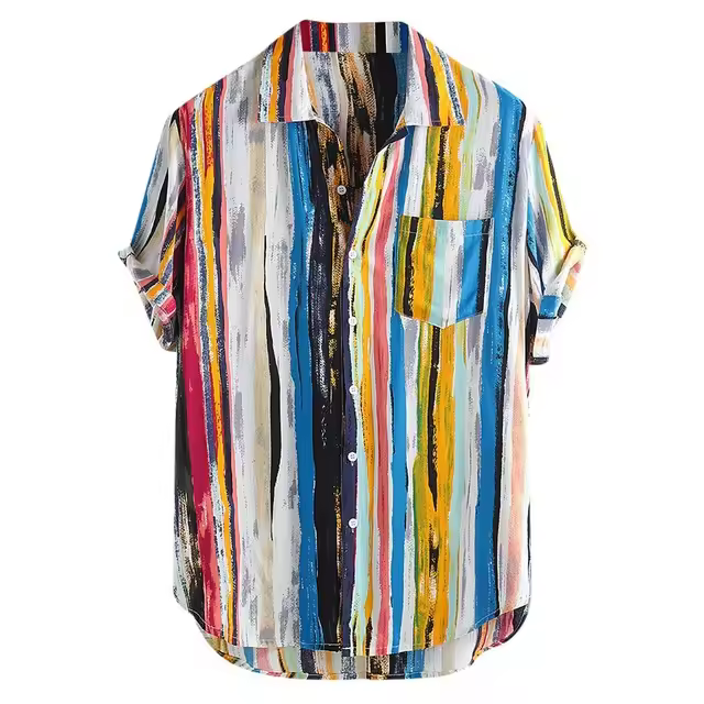 Camisas sueltas de manga corta Tops coloridos de playa - 1