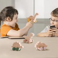 Juguete educativo Montessori para bebé, juguete de madera de haya, bloque de dinosaurio de dibujos animados, coche, juego de - details 5