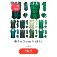 Chaleco de seda sólida para hombre, corbata de color champán, rosa, azul, verde, morado y rojo, gemelos de pañuelo, clips formales para boda y negocios - details 40