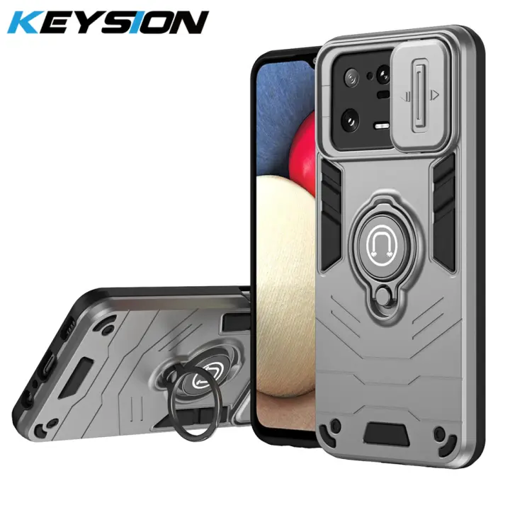 KEYSION-funda de armadura a prueba de golpes para Xiaomi 14, 13 Pro, 5G, anillo de protección de cámara deslizante, soporte de teléfono, 13 Pro, 14, 5G - 1