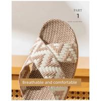Zapatillas de Lino para Uso Doméstico Suela Gruesa, Tejido de Hierba de Verano, Tejido de Ratán, Casas para Hombres y Mujeres, Antideslizantes y Antiolores para Interiores - details 4