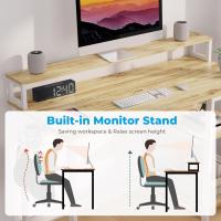 Escritorio de Ordenador con Soporte de Monitor Escritorio de Oficina con Estantes de Almacenamiento Ajustables Pequeño Escritorio Reversible para el Estudio Beige - details 3