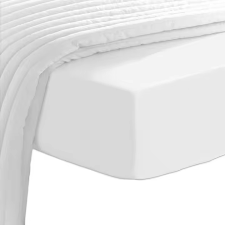 Sábana Bajera Ajustable de Algodón Blanco Tejido de Satén de Lujo 150x200 cm - 1