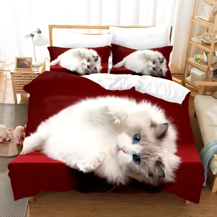 Funda de edredón 3D lindos lobos gato perro estampado juego de cama lindo edredón funda de edredón animal salvaje tribal cubierta de cama con fundas de almohada ropa de cama personalizada - 1