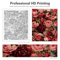 Pintura al número RUOPOTY de 40x50cm para adultos kit DIY regalo rosas flores pintura acrílica imagen para decoraciones del hogar - details 0
