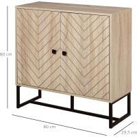 Moderno Armario de Buffet de Madera Natural y Negro 2 Puertas, Estantes para Comedor, Salón, Dormitorio - details 2
